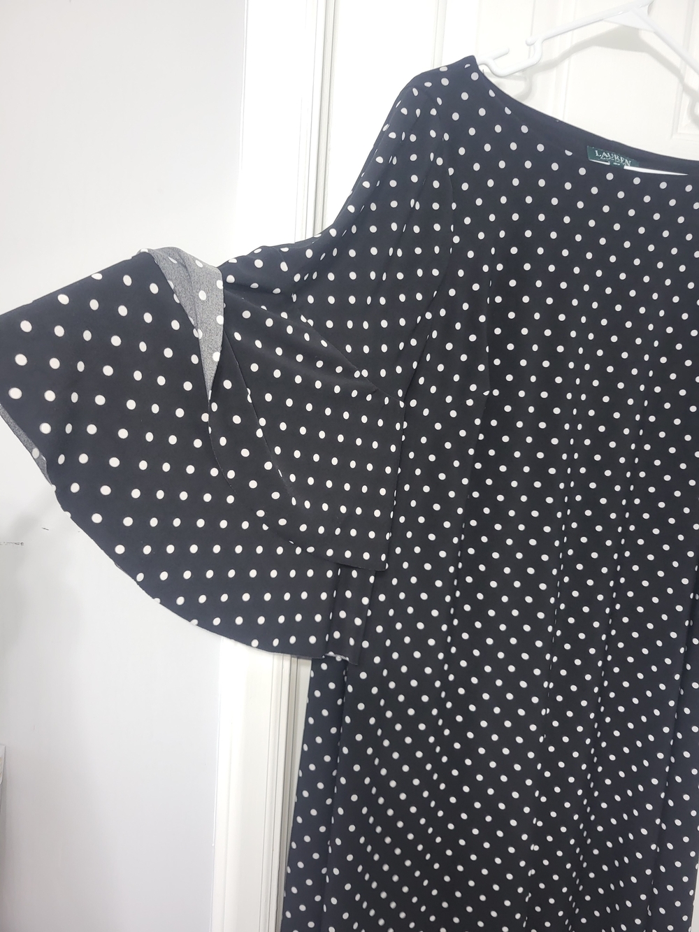 Lauren by Ralph Lauren Black Jersey Polka Dot A-Line Dress - Picture 5 of 10